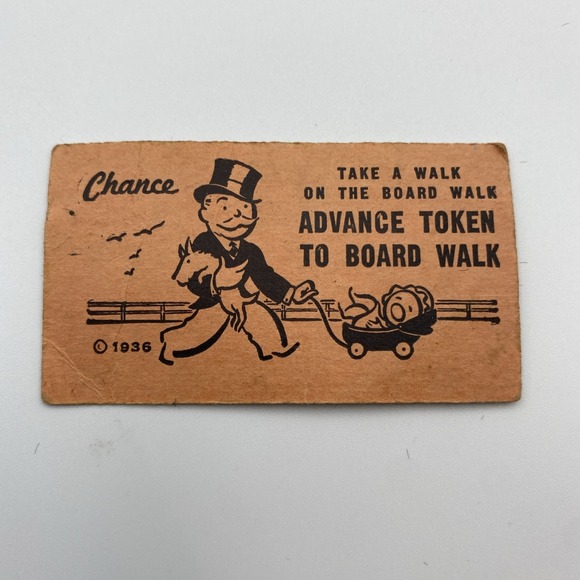 Vintage 1936 Monopoly Replacement Chance Card Orange 3-1/8" x 1-3/4" Advance - Picture 1 of 2